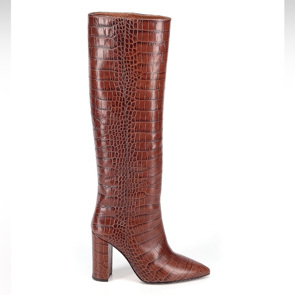 Paris Texas Shoes - Paris Texas Anja Brown Mock Croc Knee High Tall Boots Heels Western 36.5 6.5